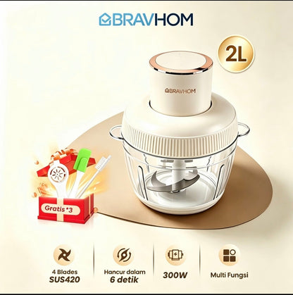 (COD)Bravhom Penggiling Makanan/Daging/Bumbu Multifungsi KapasitasBesar 2L+0.9L dari Bahan PC Food-Gradedengan Tiga Kecepatan dan Pisau Stainless Steel (COD)Bravhom Penggiling Makanan/Daging/Bumbu Multifungsi KapasitasBesar 2L+0.9L dari Bahan PC Food-Gradedengan Tiga Kecepatan dan Pisau Stainless Steel BravHom Official Store Kitchen Appliances Kadonio Smart Home