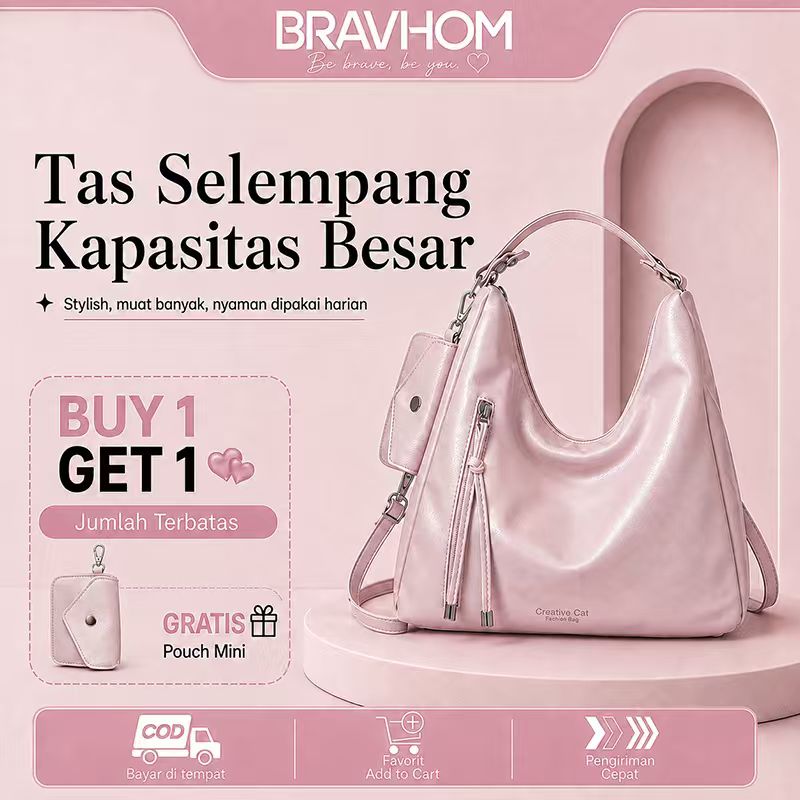 BRAVHOM Tas Selempang Wanita Multifungsi 3 Gaya Kapasitas Besar Kulit Sintetis Premium | Free Gantungan Boneka Anjing Lucu BRAVHOM Tas Selempang Wanita Multifungsi 3 Gaya Kapasitas Besar Kulit Sintetis Premium | Free Gantungan Boneka Anjing Lucu BravHom bag Kadonio Smart Home