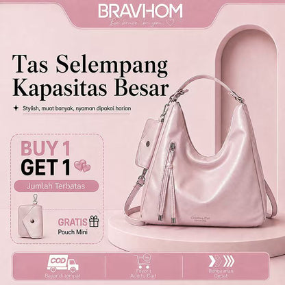 BRAVHOM Tas Selempang Wanita Multifungsi 3 Gaya Kapasitas Besar Kulit Sintetis Premium | Free Gantungan Boneka Anjing Lucu BRAVHOM Tas Selempang Wanita Multifungsi 3 Gaya Kapasitas Besar Kulit Sintetis Premium | Free Gantungan Boneka Anjing Lucu BravHom bag Kadonio Smart Home