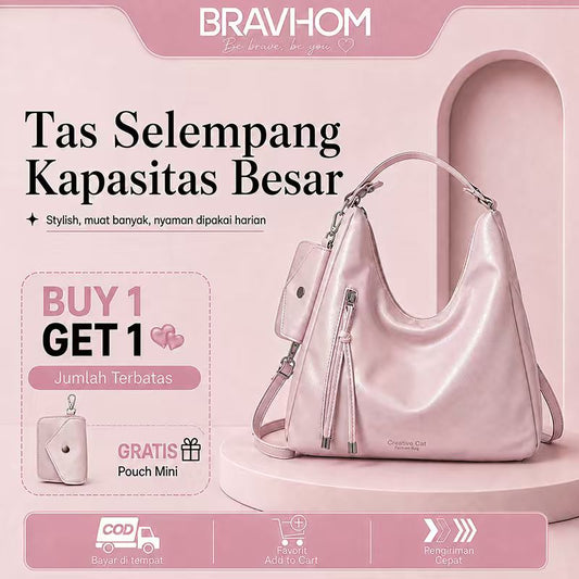 BRAVHOM Tas Selempang Wanita Multifungsi 3 Gaya Kapasitas Besar Kulit Sintetis Premium | Free Gantungan Boneka Anjing Lucu BRAVHOM Tas Selempang Wanita Multifungsi 3 Gaya Kapasitas Besar Kulit Sintetis Premium | Free Gantungan Boneka Anjing Lucu BravHom bag Kadonio Smart Home