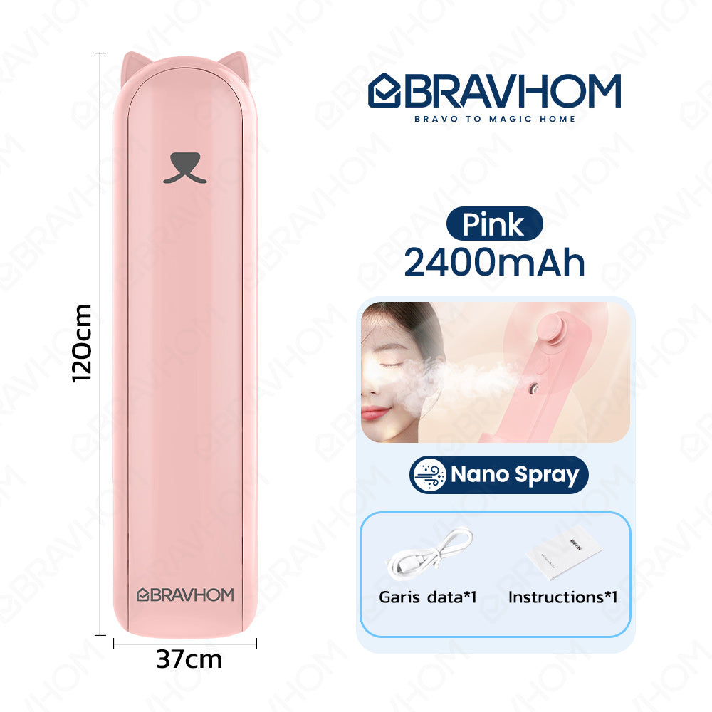 (COD)Bravhom Kipas angin Portable Lipat Nano Spray Dipakai Sebagai powerbank USB Cas 4800mAh mini Fan powerbank mini kipas (COD)Bravhom Kipas angin Portable Lipat Nano Spray Dipakai Sebagai powerbank USB Cas 4800mAh mini Fan powerbank mini kipas BravHom Fan Kadonio Smart Home