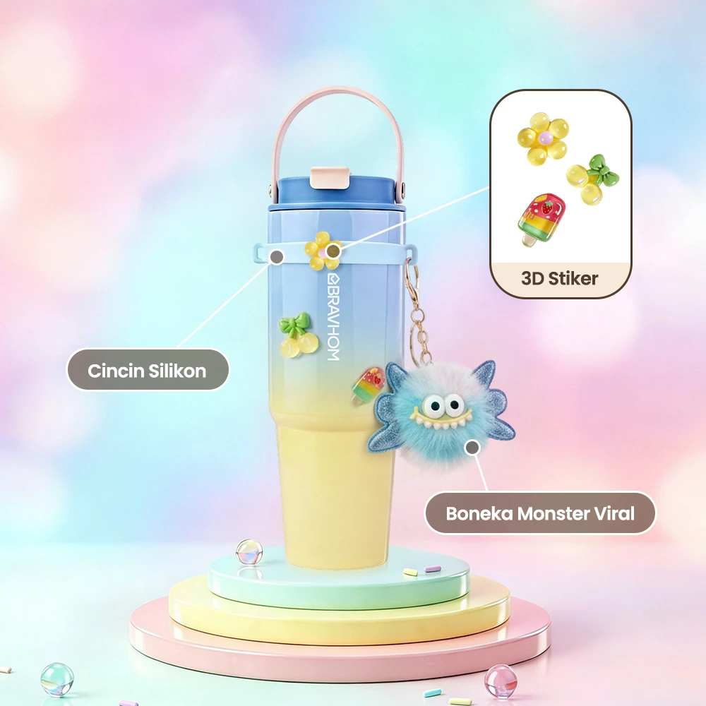 [3D Stiker DIY] (COD)Bravhom Gradasi Botol Tumbler Stainless Steel 304 Bisa Tahan Dingin &Panas tumblers stainless Botol Minum Trendi untuk Travel & Sehari-hari Kapasitas 89oml water cup cangkir Portabel BTO6 [3D Stiker DIY] (COD)Bravhom Gradasi Botol Tumbler Stainless Steel 304 Bisa Tahan Dingin &Panas tumblers stainless Botol Minum Trendi untuk Travel & Sehari-hari Kapasitas 89oml water cup cangkir Portabel BTO6 BravHom  Kadonio Smart Home